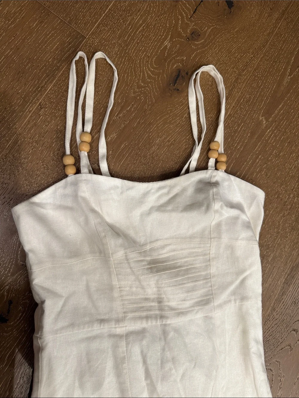 Sam Edelman Linen Dress Medium Cream Strappy Summer Mini Dress Boho Chic - Picture 4 of 4